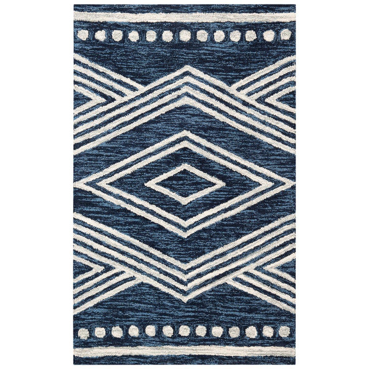 SAFAVIEH Micro-Loop Collection MLP156N Navy / Ivory Rug Image 4