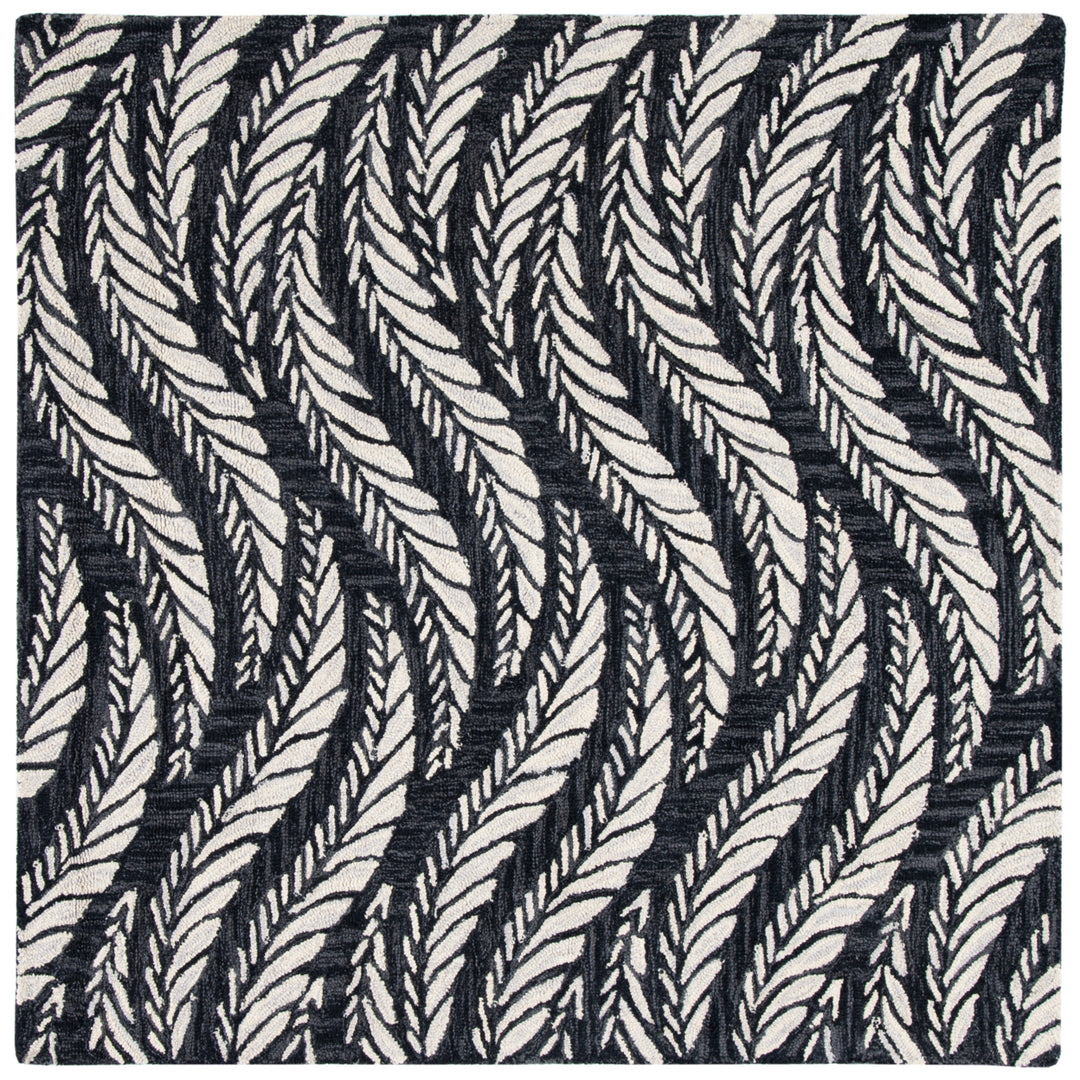 SAFAVIEH Micro-Loop MLP170H Handmade Charcoal /Ivory Rug Image 6