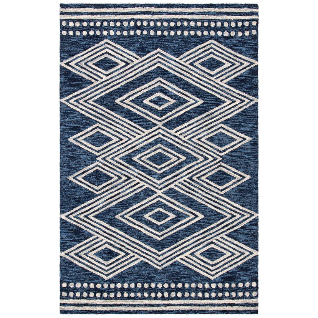 SAFAVIEH Micro-Loop Collection MLP156N Navy / Ivory Rug Image 5