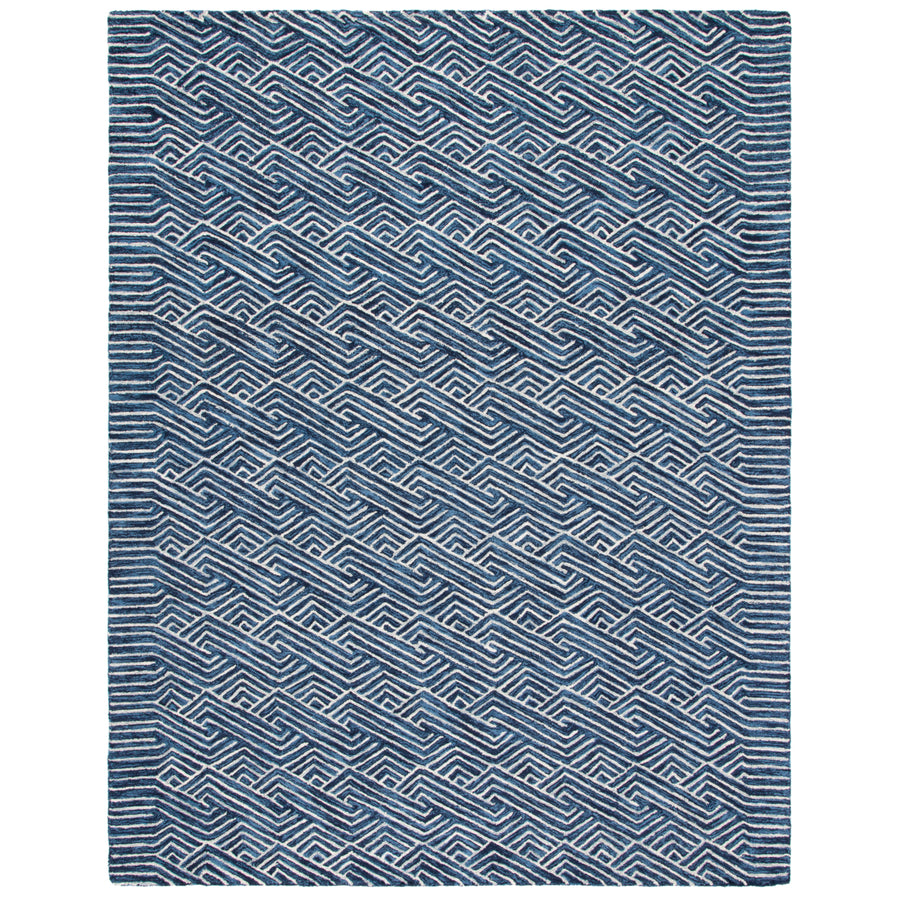 SAFAVIEH Micro-Loop MLP175M Dark Blue / Ivory Rug Image 1