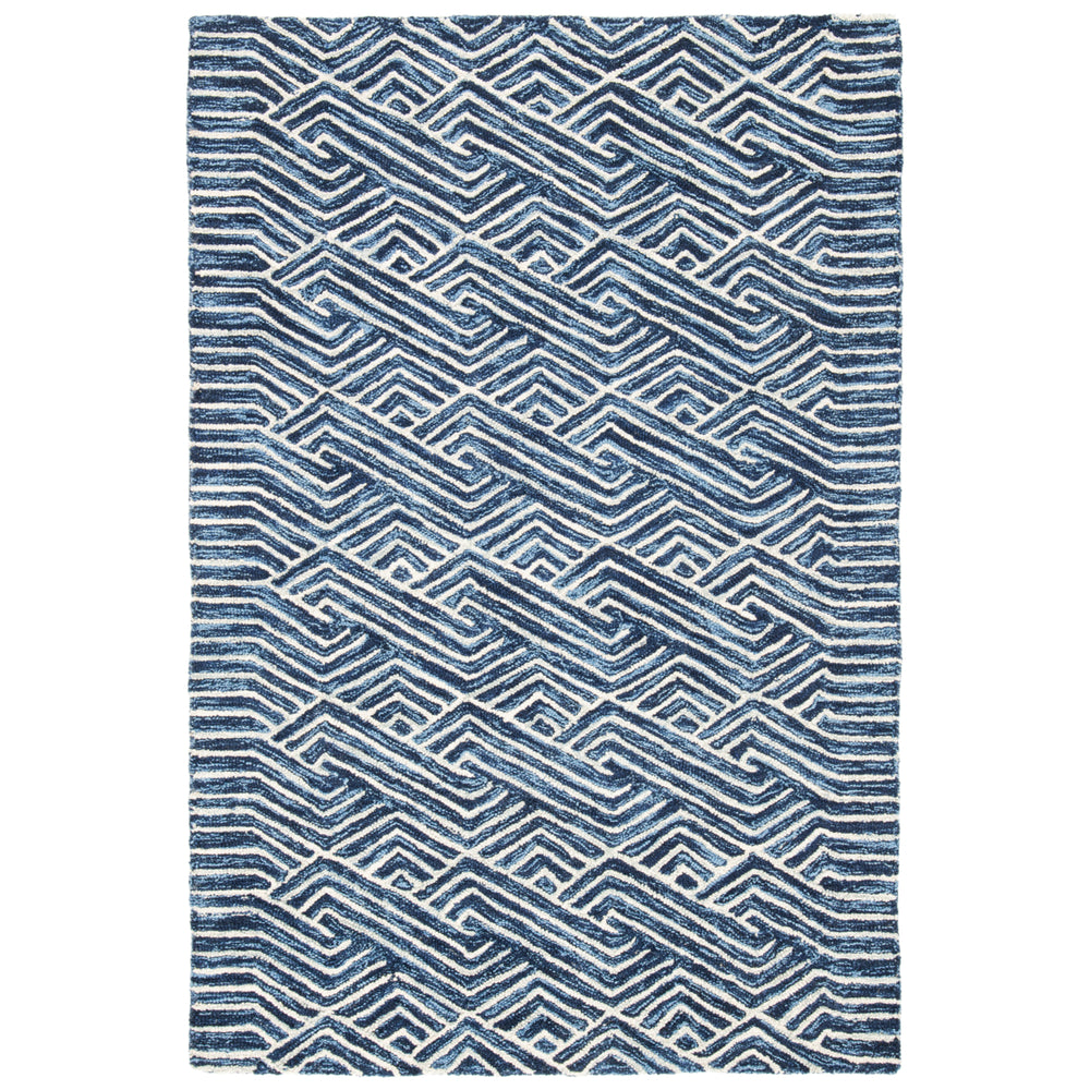 SAFAVIEH Micro-Loop MLP175M Dark Blue / Ivory Rug Image 2