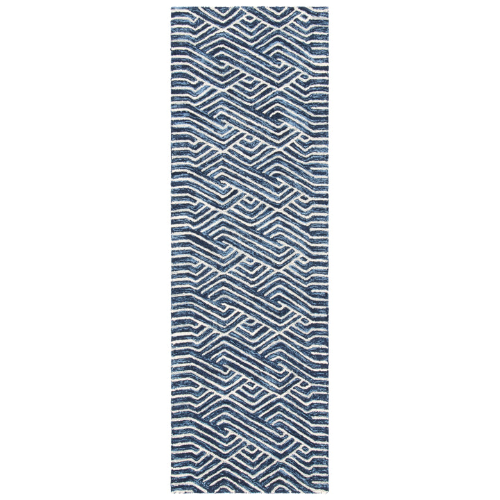 SAFAVIEH Micro-Loop MLP175M Dark Blue / Ivory Rug Image 3