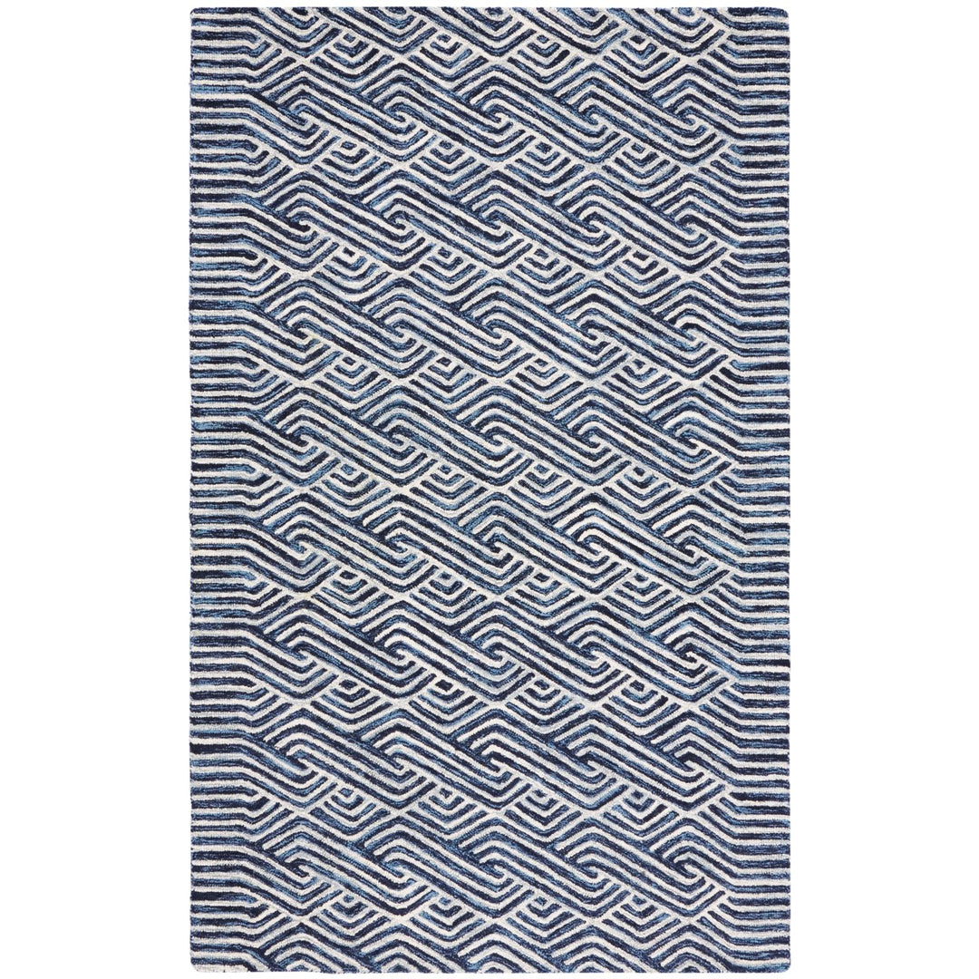 SAFAVIEH Micro-Loop MLP175M Dark Blue / Ivory Rug Image 4