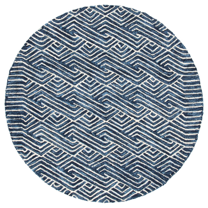 SAFAVIEH Micro-Loop MLP175M Dark Blue / Ivory Rug Image 5