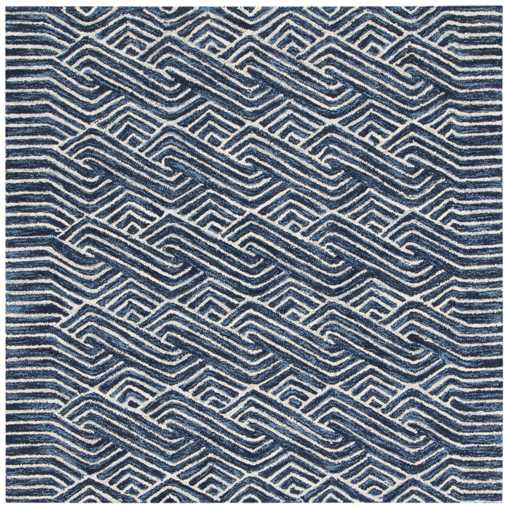 SAFAVIEH Micro-Loop MLP175M Dark Blue / Ivory Rug Image 6