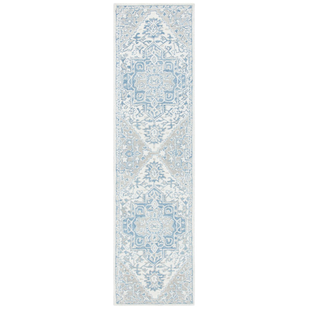 SAFAVIEH Micro-Loop MLP213M Handmade Ivory / Blue Rug Image 1