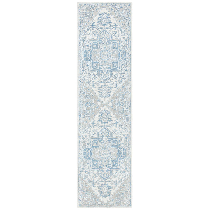 SAFAVIEH Micro-Loop MLP213M Handmade Ivory / Blue Rug Image 1