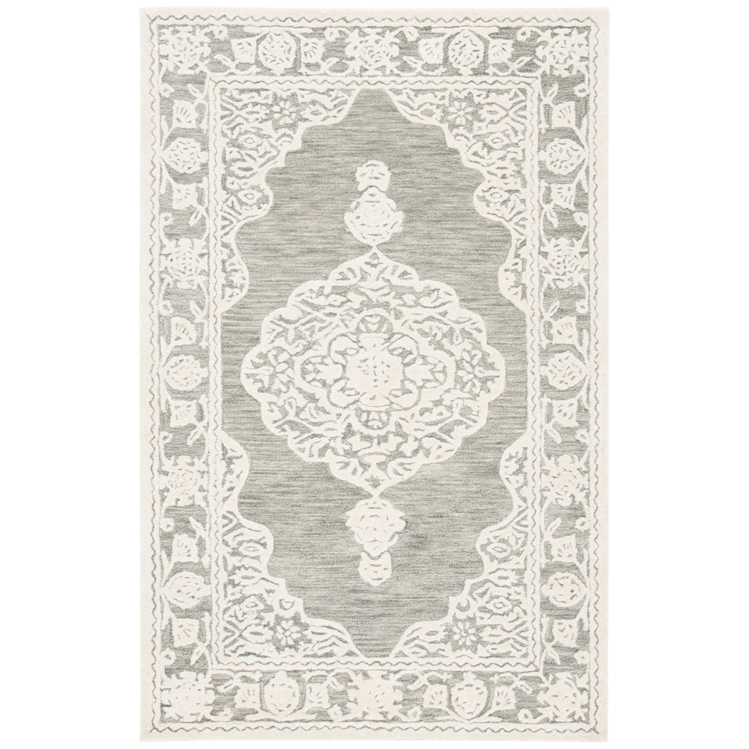 SAFAVIEH Micro-Loop MLP275F Handmade Grey / Ivory Rug Image 1