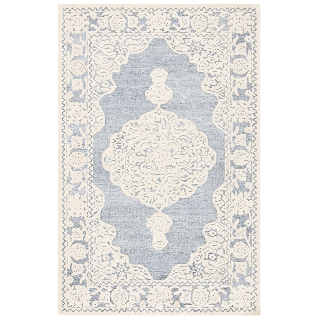 SAFAVIEH Micro-Loop MLP275M Light Blue / Ivory Rug Image 1