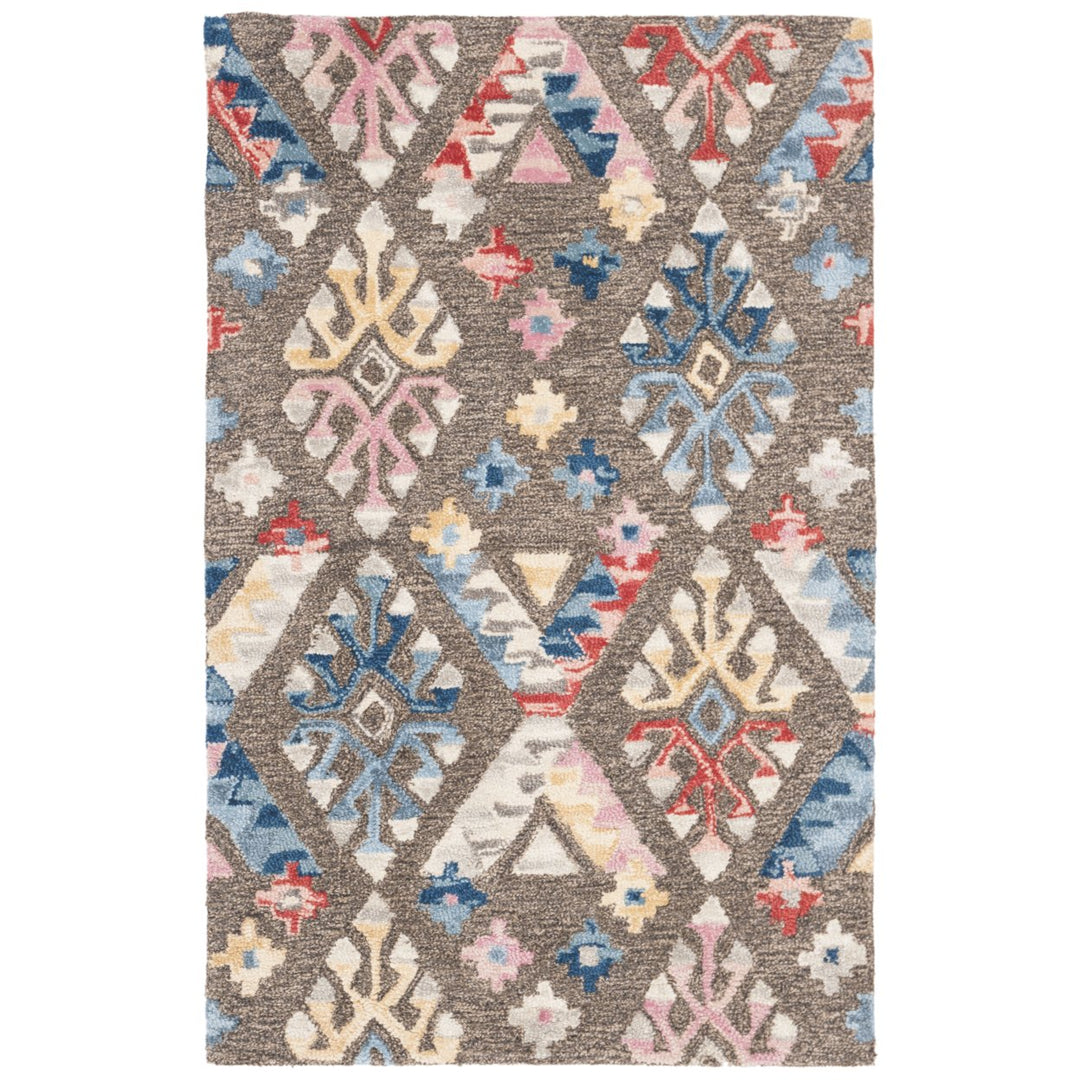 SAFAVIEH Micro-Loop Collection MLP351F Grey / Blue Rug Image 1