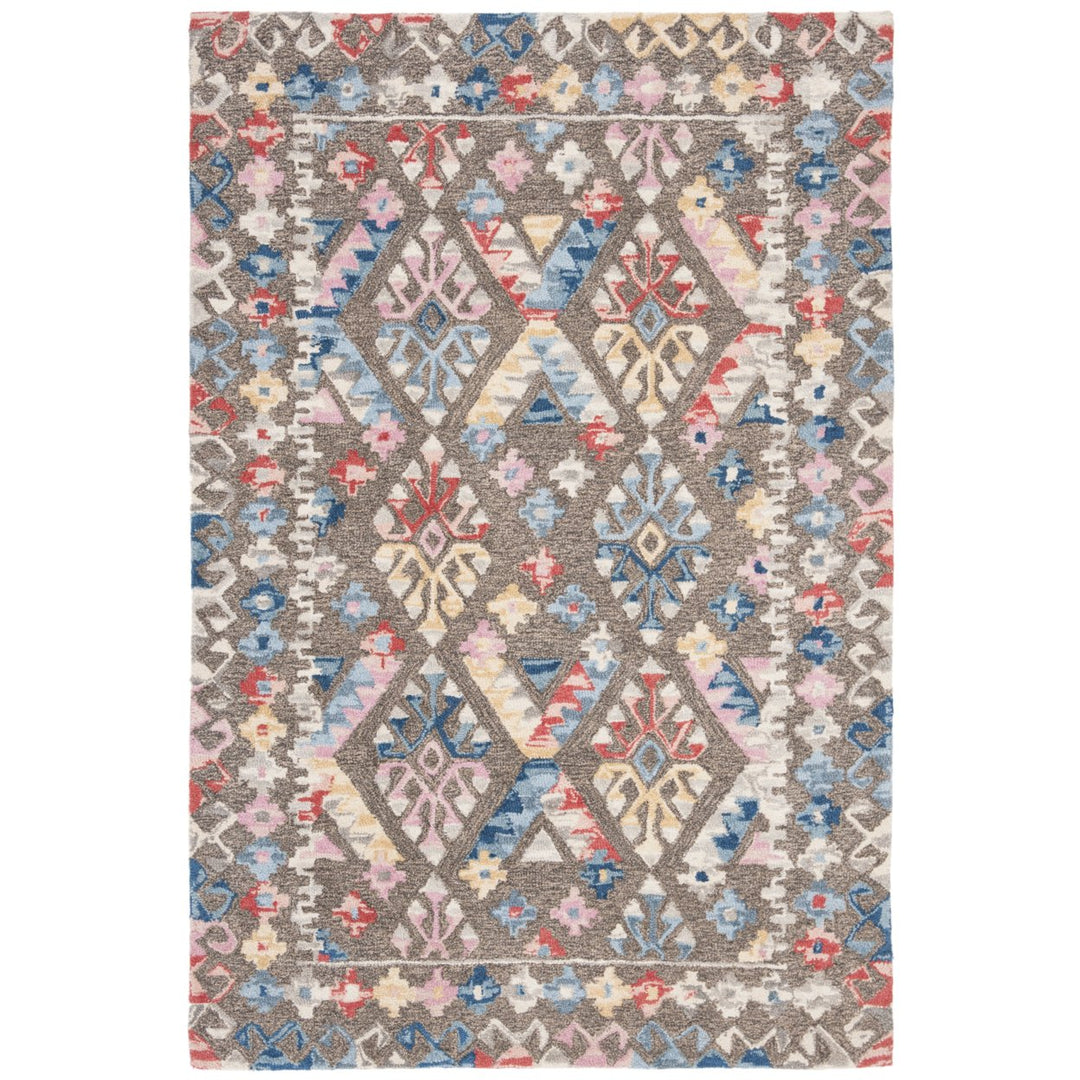 SAFAVIEH Micro-Loop Collection MLP351F Grey / Blue Rug Image 1