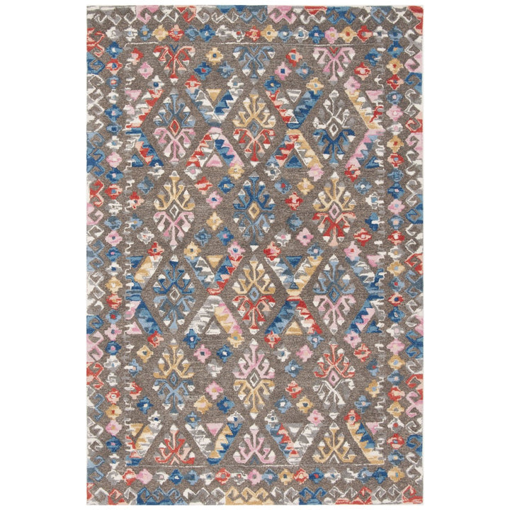 SAFAVIEH Micro-Loop Collection MLP351F Grey / Blue Rug Image 1