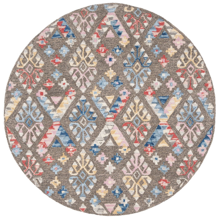 SAFAVIEH Micro-Loop Collection MLP351F Grey / Blue Rug Image 1