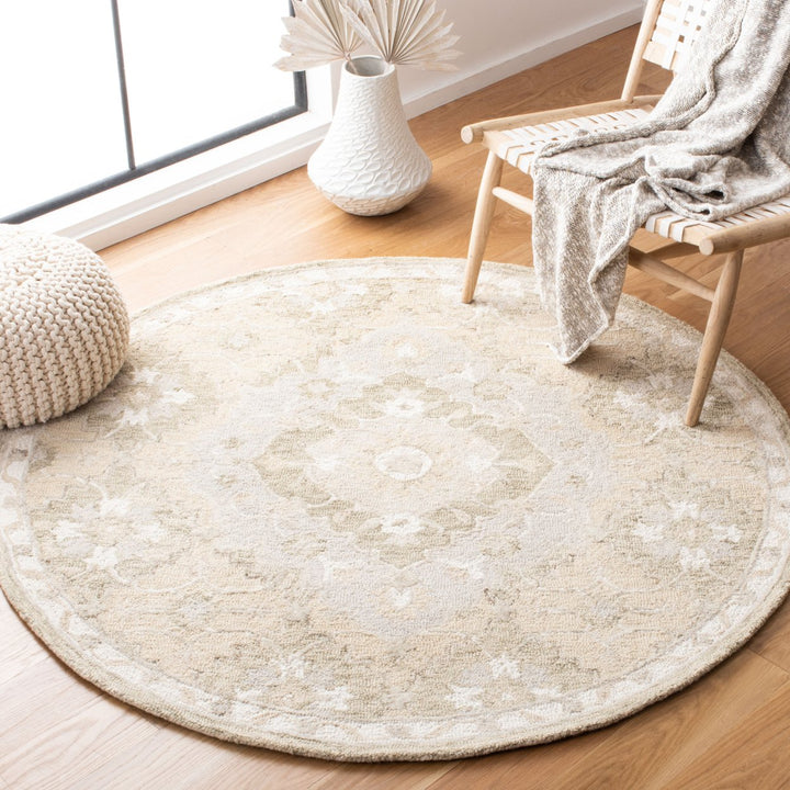 SAFAVIEH Micro-Loop MLP377B Handmade Beige / Grey Rug Image 2