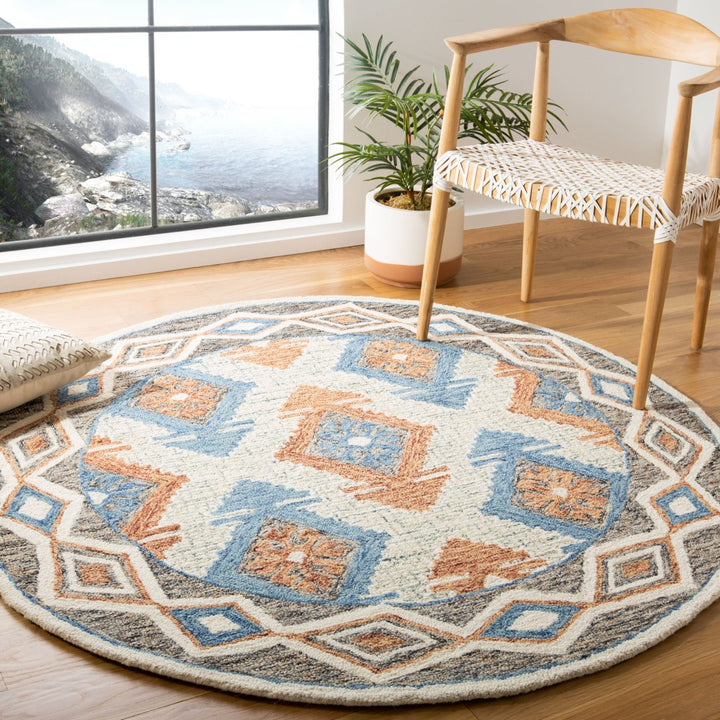 SAFAVIEH Micro-Loop MLP401A Handmade Blue / Beige Rug Image 2