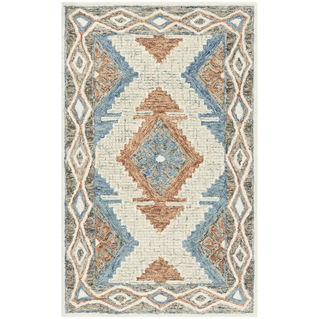 SAFAVIEH Micro-Loop MLP401A Handmade Blue / Beige Rug Image 7