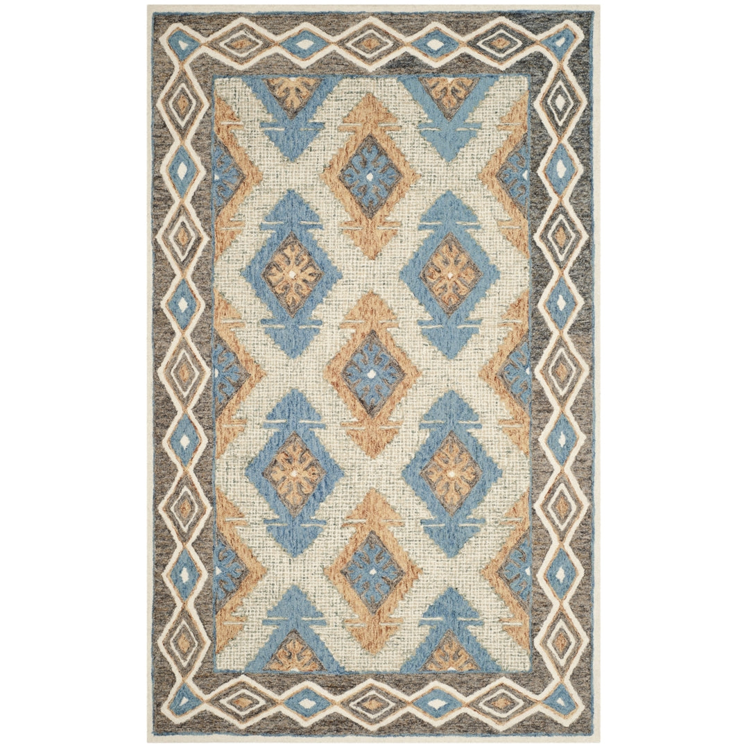 SAFAVIEH Micro-Loop MLP401A Handmade Blue / Beige Rug Image 9