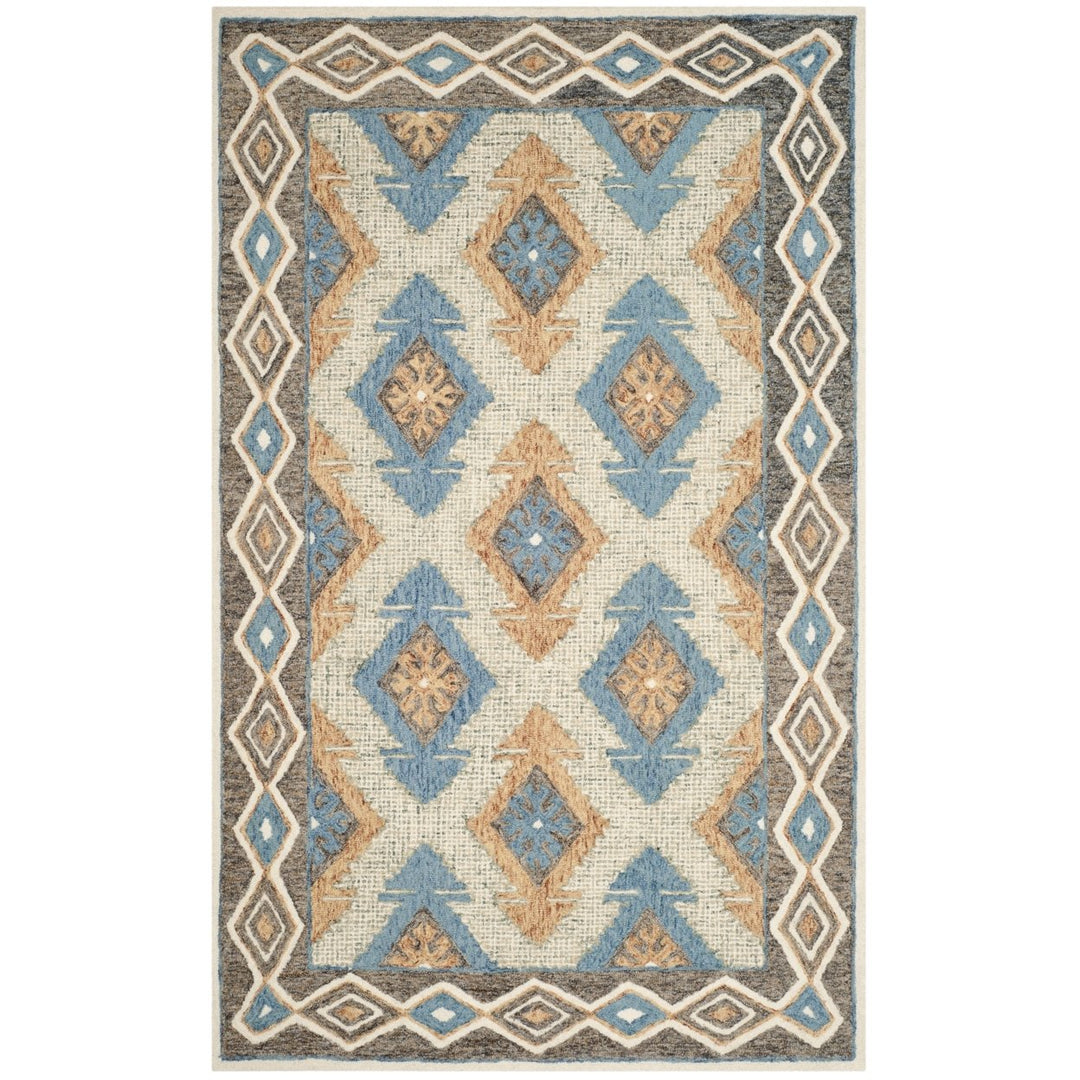 SAFAVIEH Micro-Loop MLP401A Handmade Blue / Beige Rug Image 1