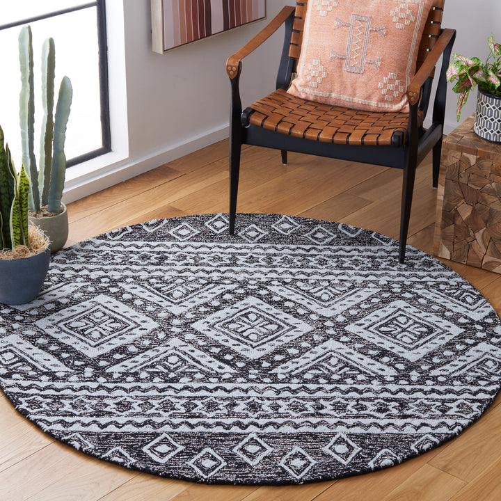 SAFAVIEH Micro-Loop MLP501H Handmade Black / Grey Rug Image 2