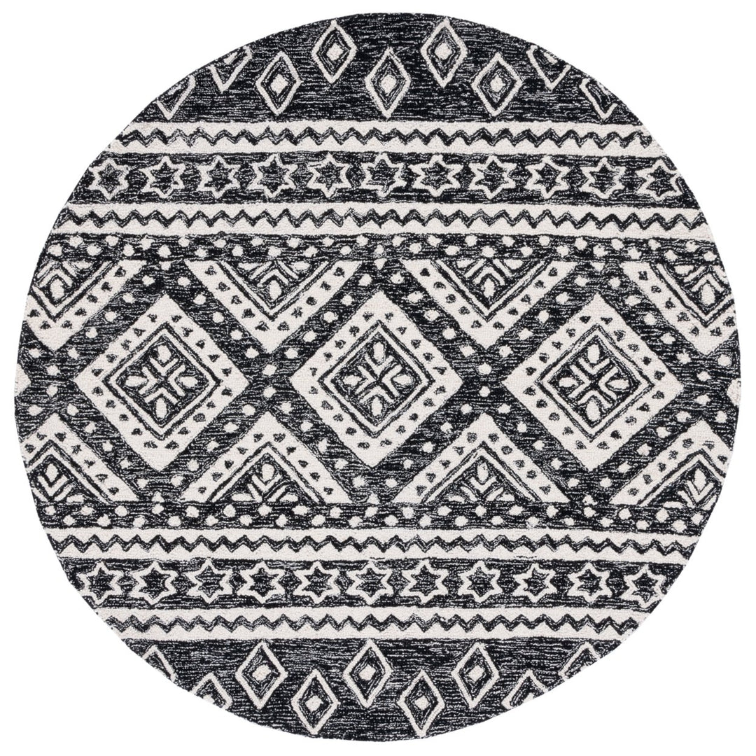 SAFAVIEH Micro-Loop MLP501Z Handmade Black / Ivory Rug Image 1