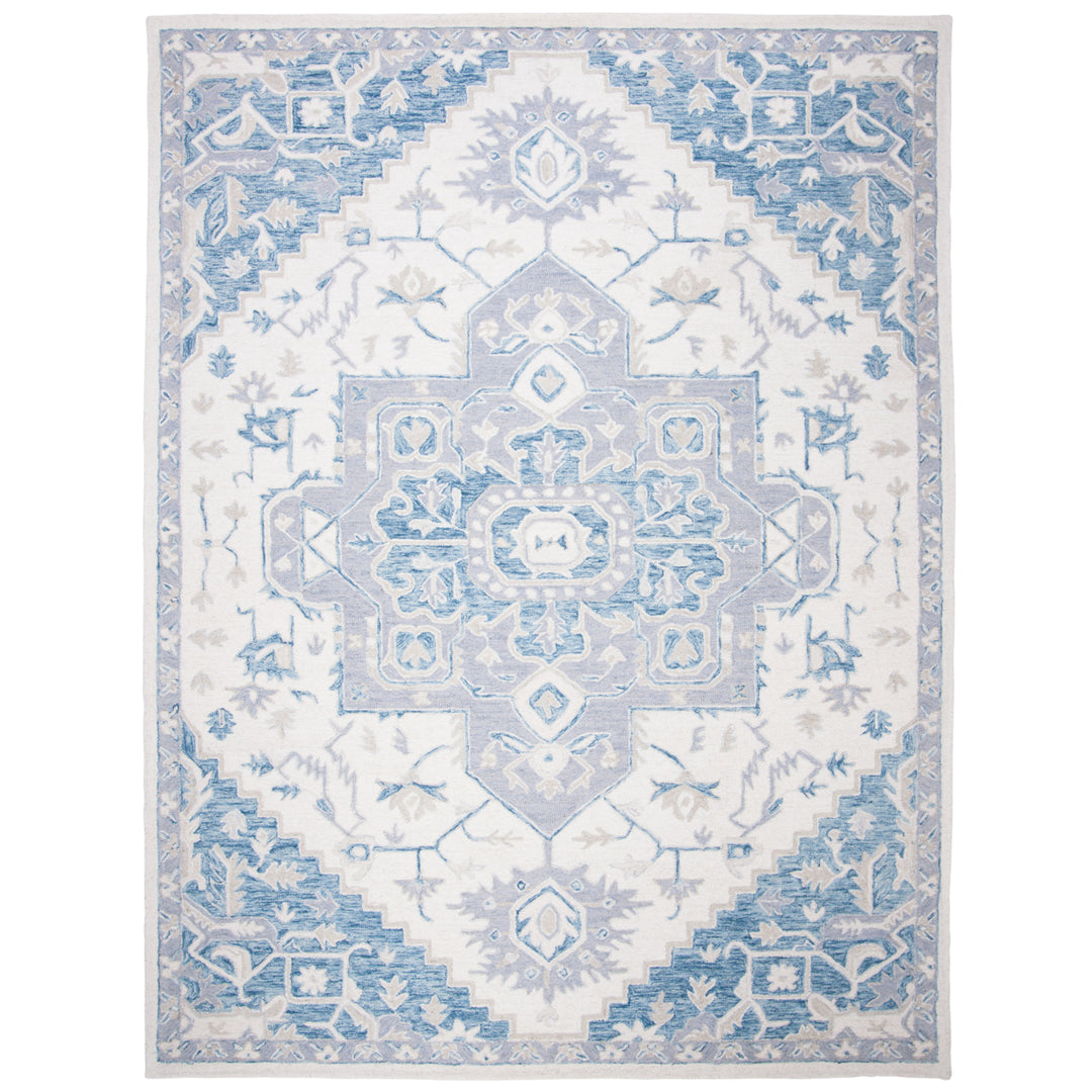 SAFAVIEH Micro-Loop MLP503L Handmade Ivory / Navy Rug Image 1