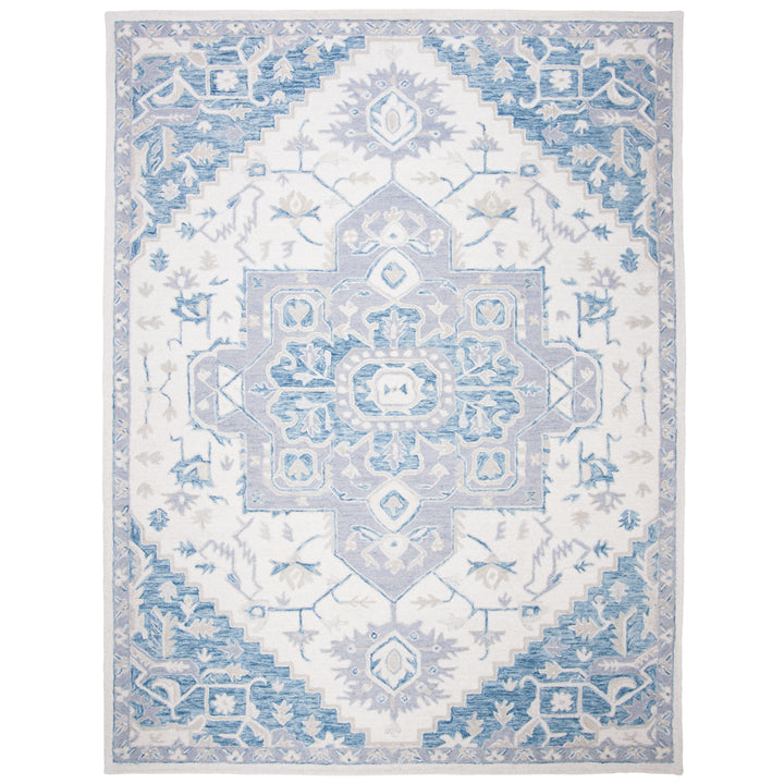 SAFAVIEH Micro-Loop MLP503L Handmade Ivory / Navy Rug Image 1