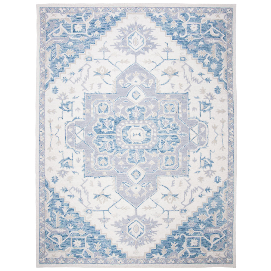 SAFAVIEH Micro-Loop MLP503L Handmade Ivory / Navy Rug Image 1