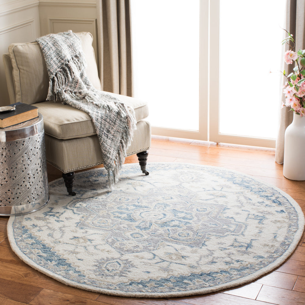 SAFAVIEH Micro-Loop MLP503L Handmade Ivory / Navy Rug Image 2