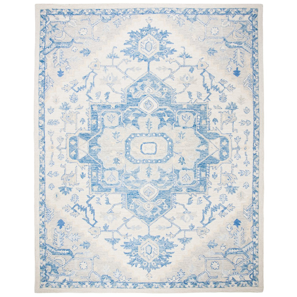 SAFAVIEH Micro-Loop MLP503G Handmade Ivory / Blue Rug Image 2