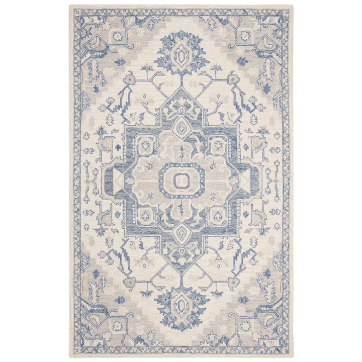 SAFAVIEH Micro-Loop MLP503G Handmade Ivory / Blue Rug Image 3