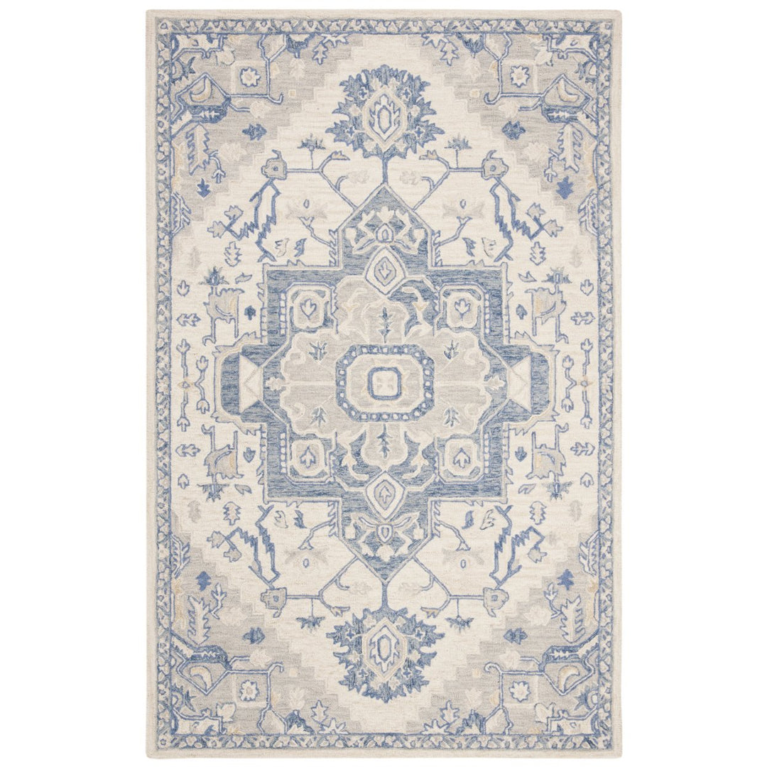 SAFAVIEH Micro-Loop MLP503G Handmade Ivory / Blue Rug Image 1