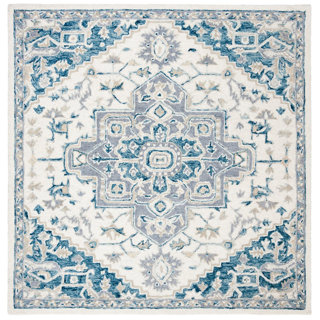 SAFAVIEH Micro-Loop MLP503L Handmade Ivory / Navy Rug Image 6