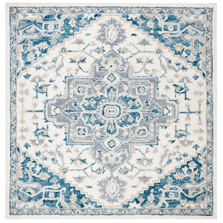 SAFAVIEH Micro-Loop MLP503L Handmade Ivory / Navy Rug Image 6