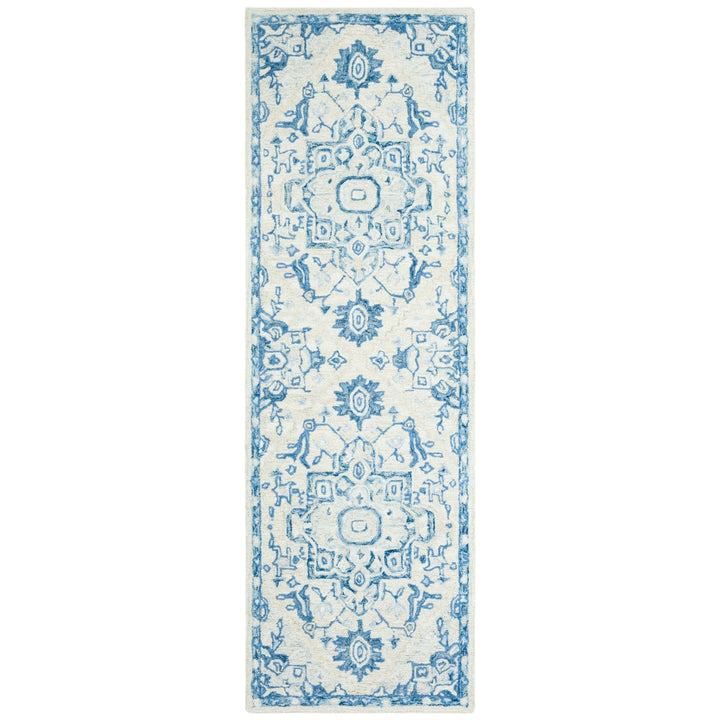 SAFAVIEH Micro-Loop MLP503G Handmade Ivory / Blue Rug Image 4