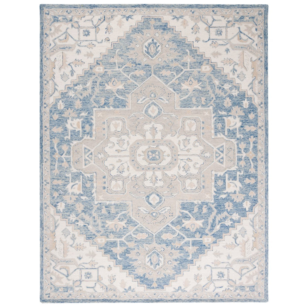 SAFAVIEH Micro-Loop MLP503M Handmade Blue / Ivory Rug Image 2