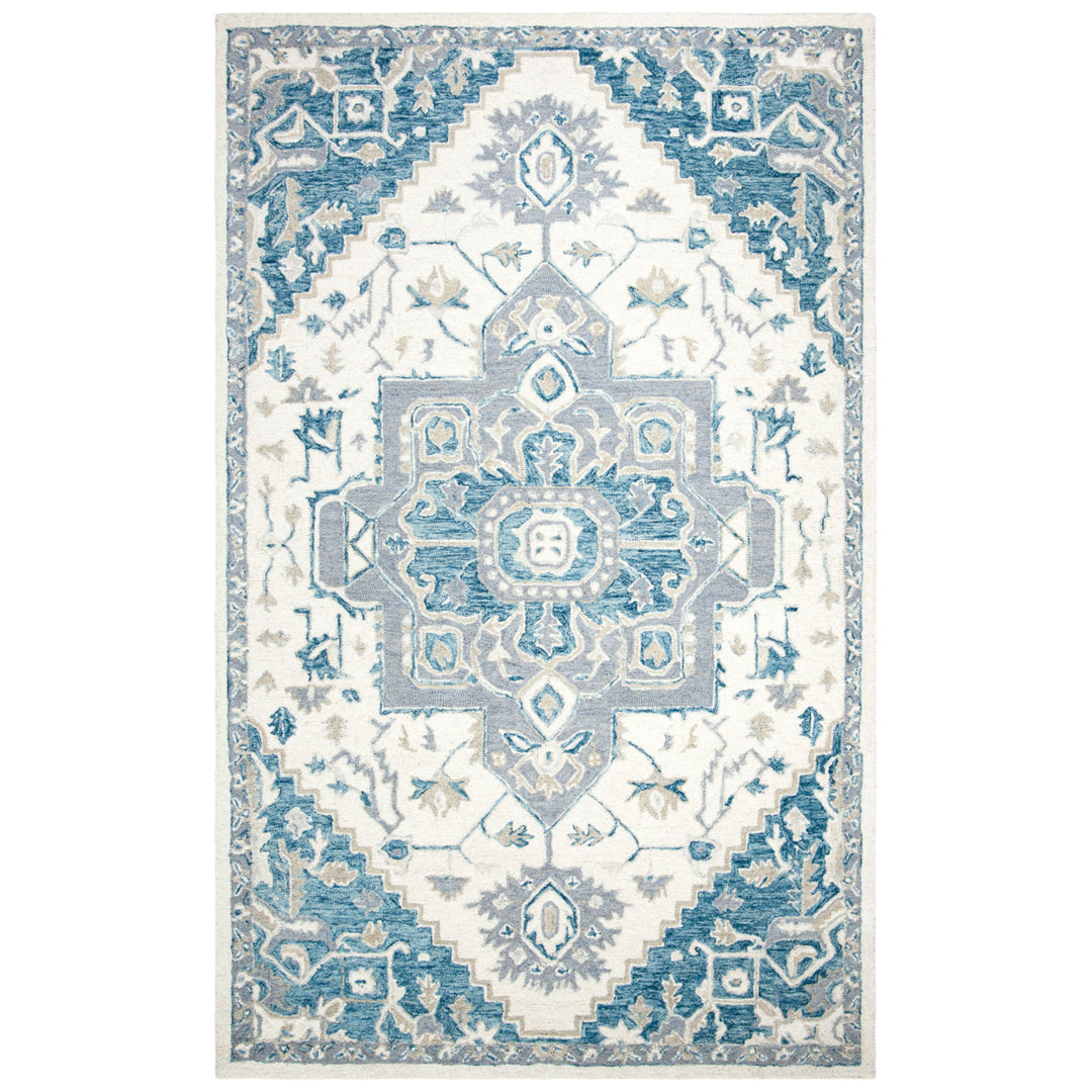 SAFAVIEH Micro-Loop MLP503L Handmade Ivory / Navy Rug Image 10