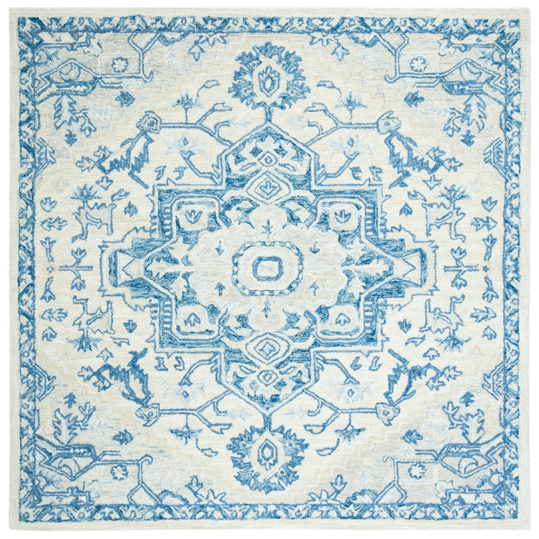 SAFAVIEH Micro-Loop MLP503G Handmade Ivory / Blue Rug Image 7