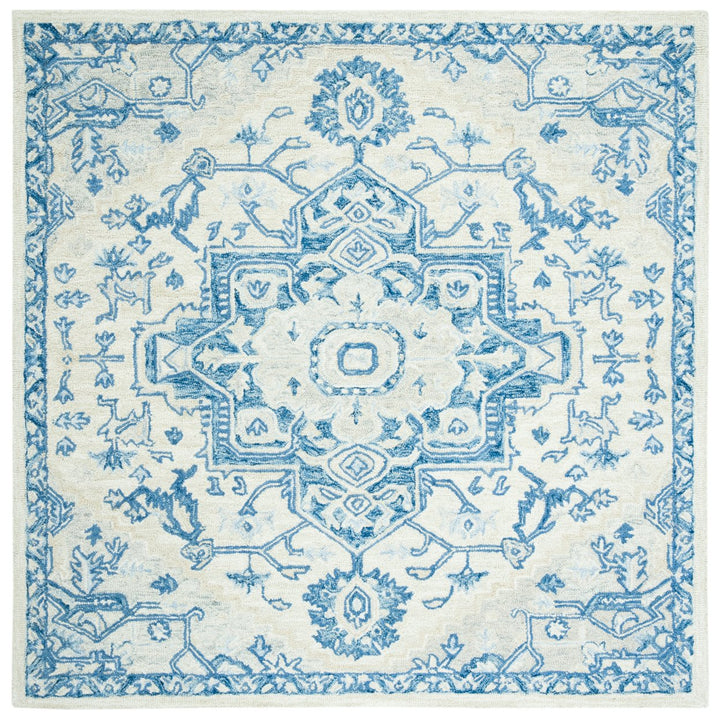 SAFAVIEH Micro-Loop MLP503G Handmade Ivory / Blue Rug Image 7