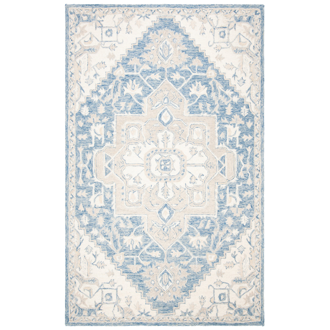 SAFAVIEH Micro-Loop MLP503M Handmade Blue / Ivory Rug Image 3