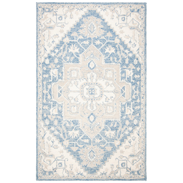 SAFAVIEH Micro-Loop MLP503M Handmade Blue / Ivory Rug Image 3