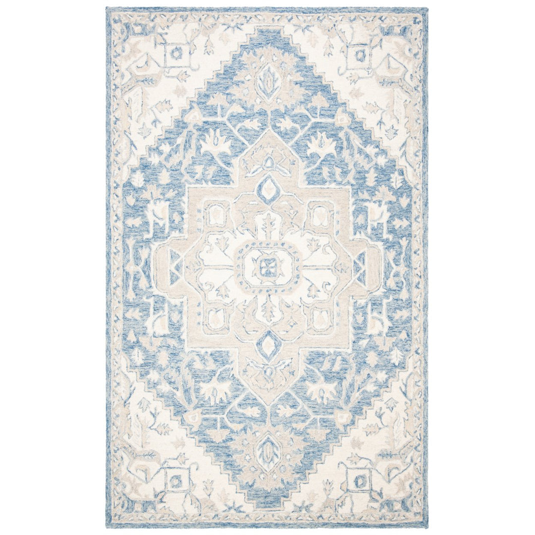 SAFAVIEH Micro-Loop MLP503M Handmade Blue / Ivory Rug Image 1