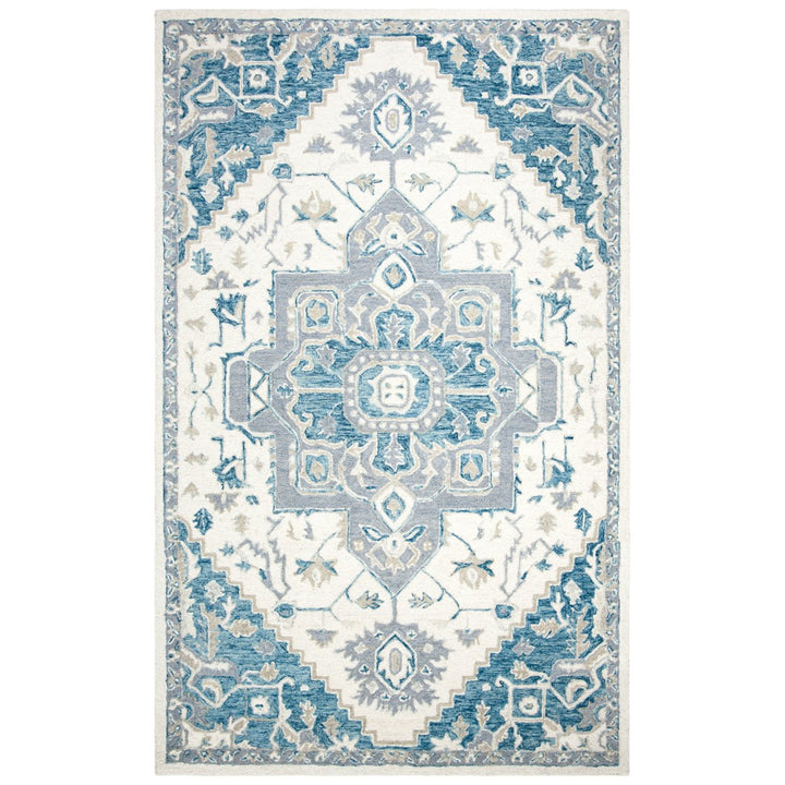 SAFAVIEH Micro-Loop MLP503L Handmade Ivory / Navy Rug Image 1