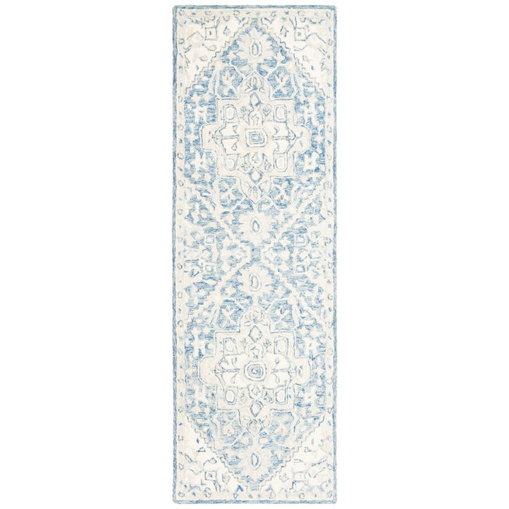 SAFAVIEH Micro-Loop MLP503M Handmade Blue / Ivory Rug Image 4