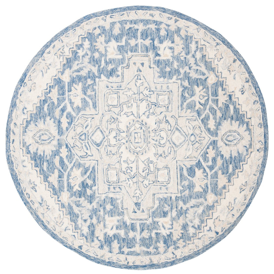 SAFAVIEH Micro-Loop MLP503M Handmade Blue / Ivory Rug Image 1