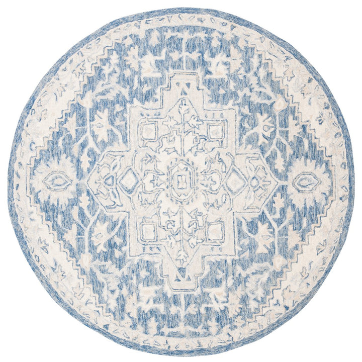 SAFAVIEH Micro-Loop MLP503M Handmade Blue / Ivory Rug Image 1