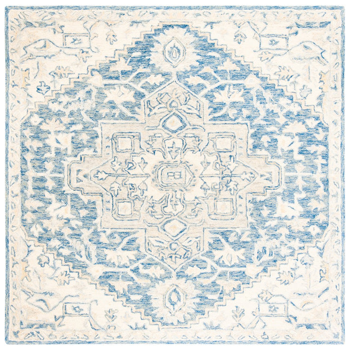 SAFAVIEH Micro-Loop MLP503M Handmade Blue / Ivory Rug Image 1