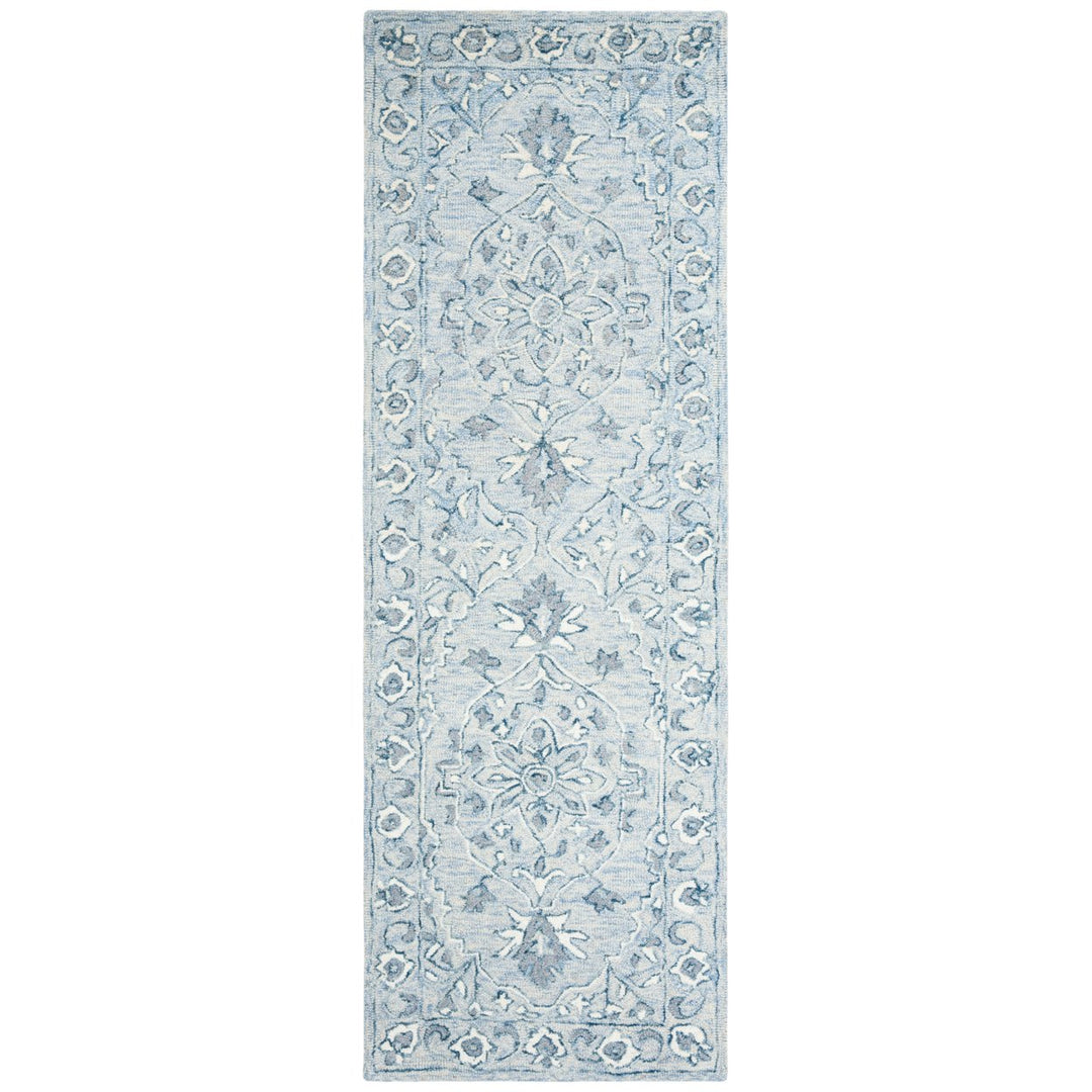 SAFAVIEH Micro-Loop MLP504M Light Blue / Ivory Rug Image 1