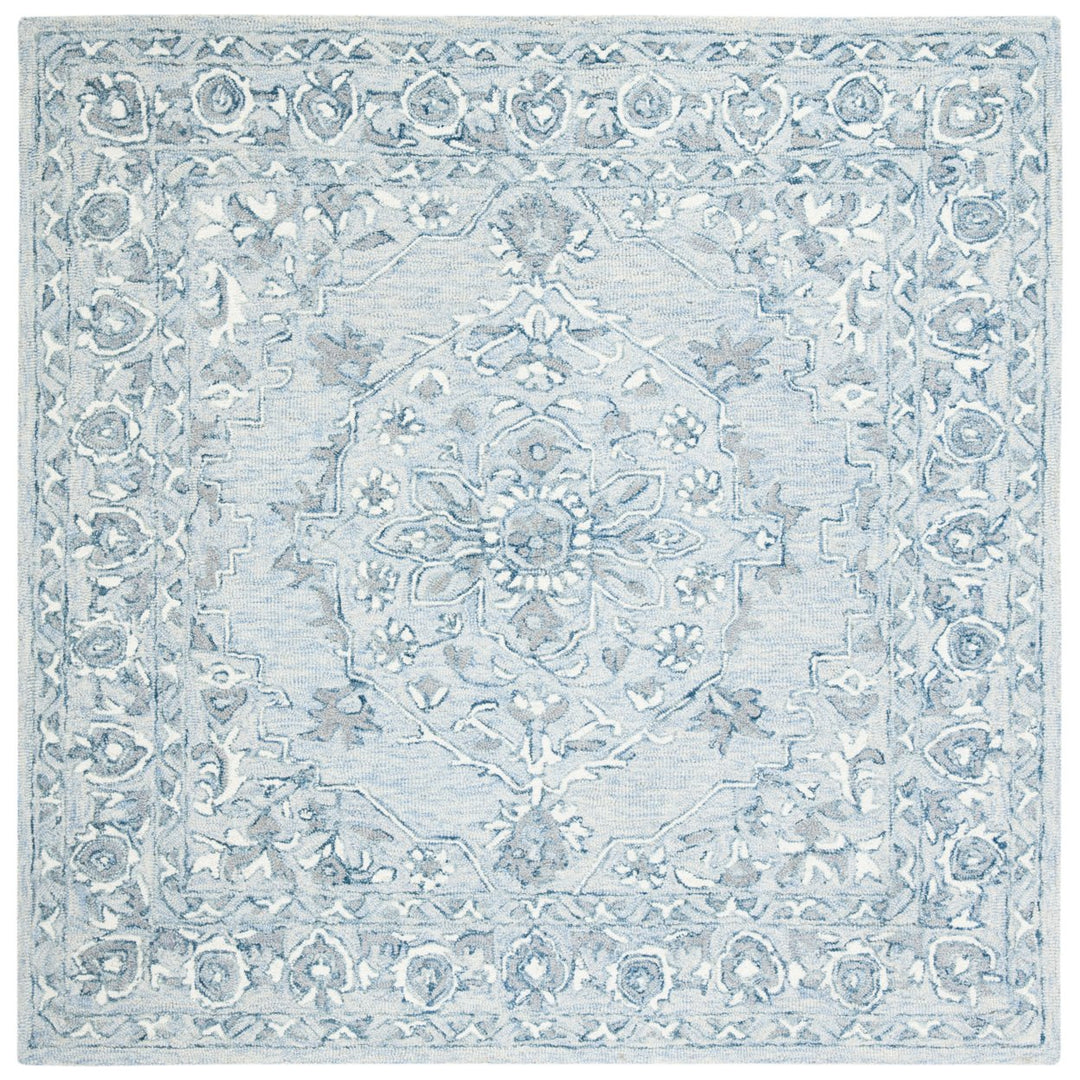 SAFAVIEH Micro-Loop MLP504M Light Blue / Ivory Rug Image 1