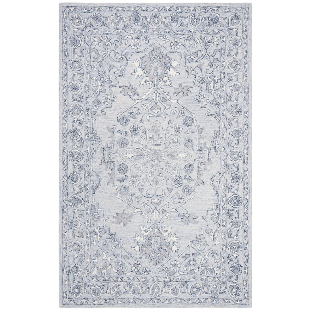 SAFAVIEH Micro-Loop MLP504M Light Blue / Ivory Rug Image 1