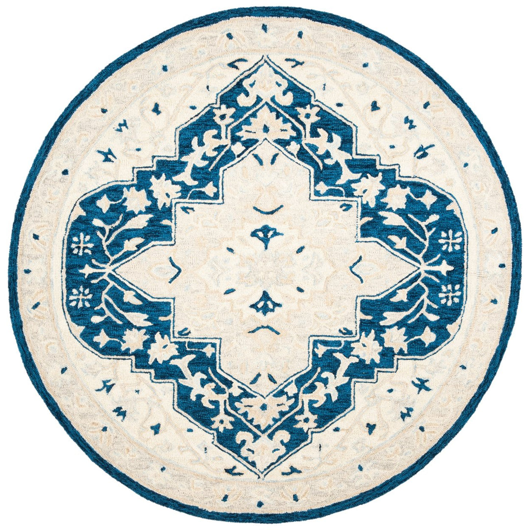 SAFAVIEH Micro-Loop MLP505N Handmade Navy / Ivory Rug Image 1